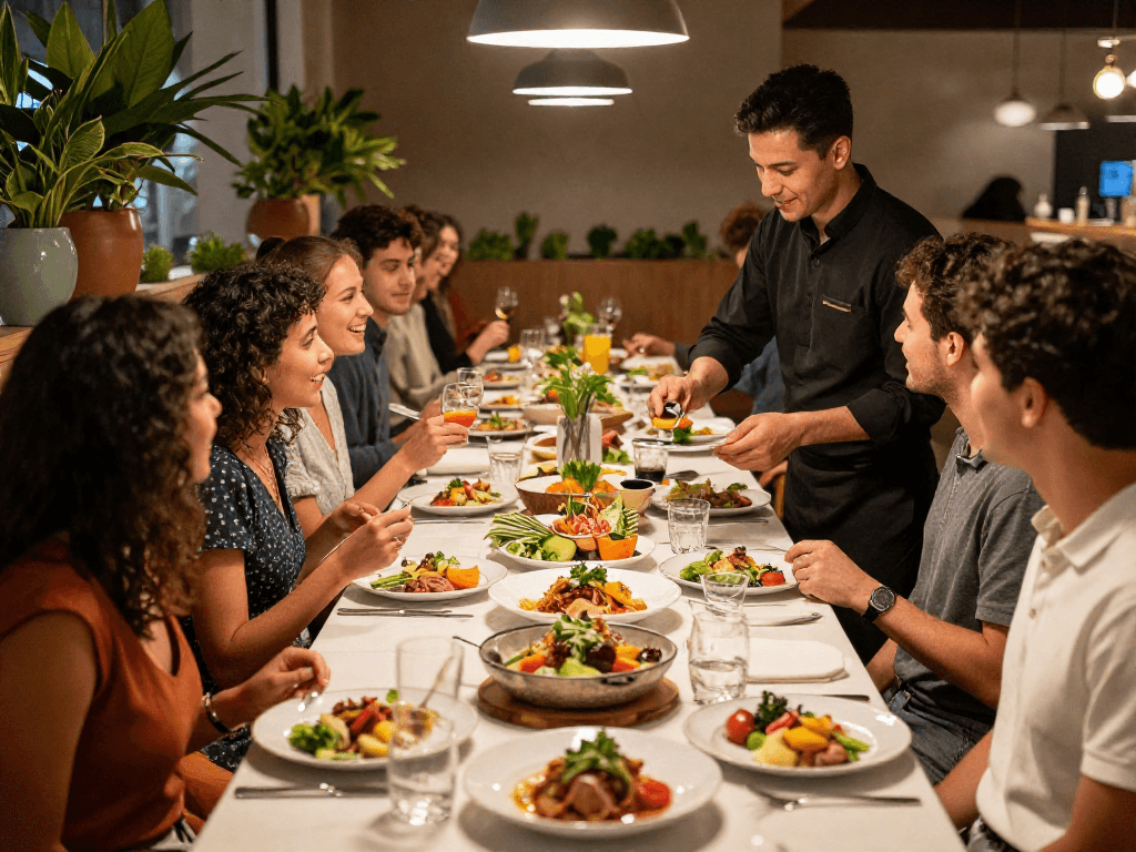 Delicious dishes in a vibrant restaurant setting, highlighting rokok88 culinary experiences.